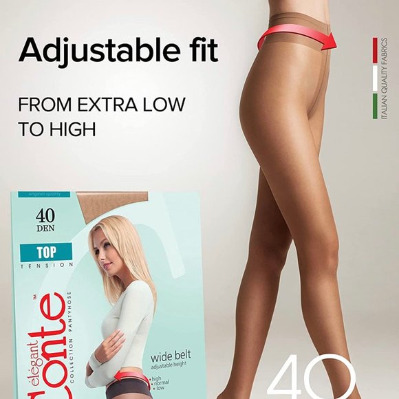 Conte Top 40 Den - Classic Women's Tights Sheer to Waist T-top Low Waist - Picture 1 of 9